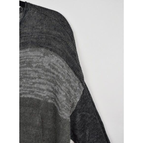 Eileen Fisher Womens Sweater Open Knit Linen Gray Striped Long Sleeve Sz Medium - Picture 7 of 16